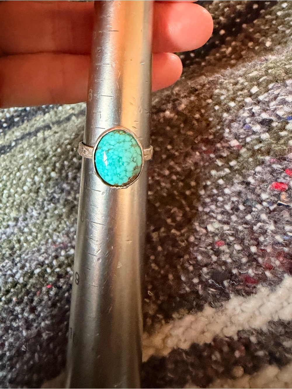 Artisan Vintage Turquoise Oval Sterling Silver Ring - Turquoise Blue Stone